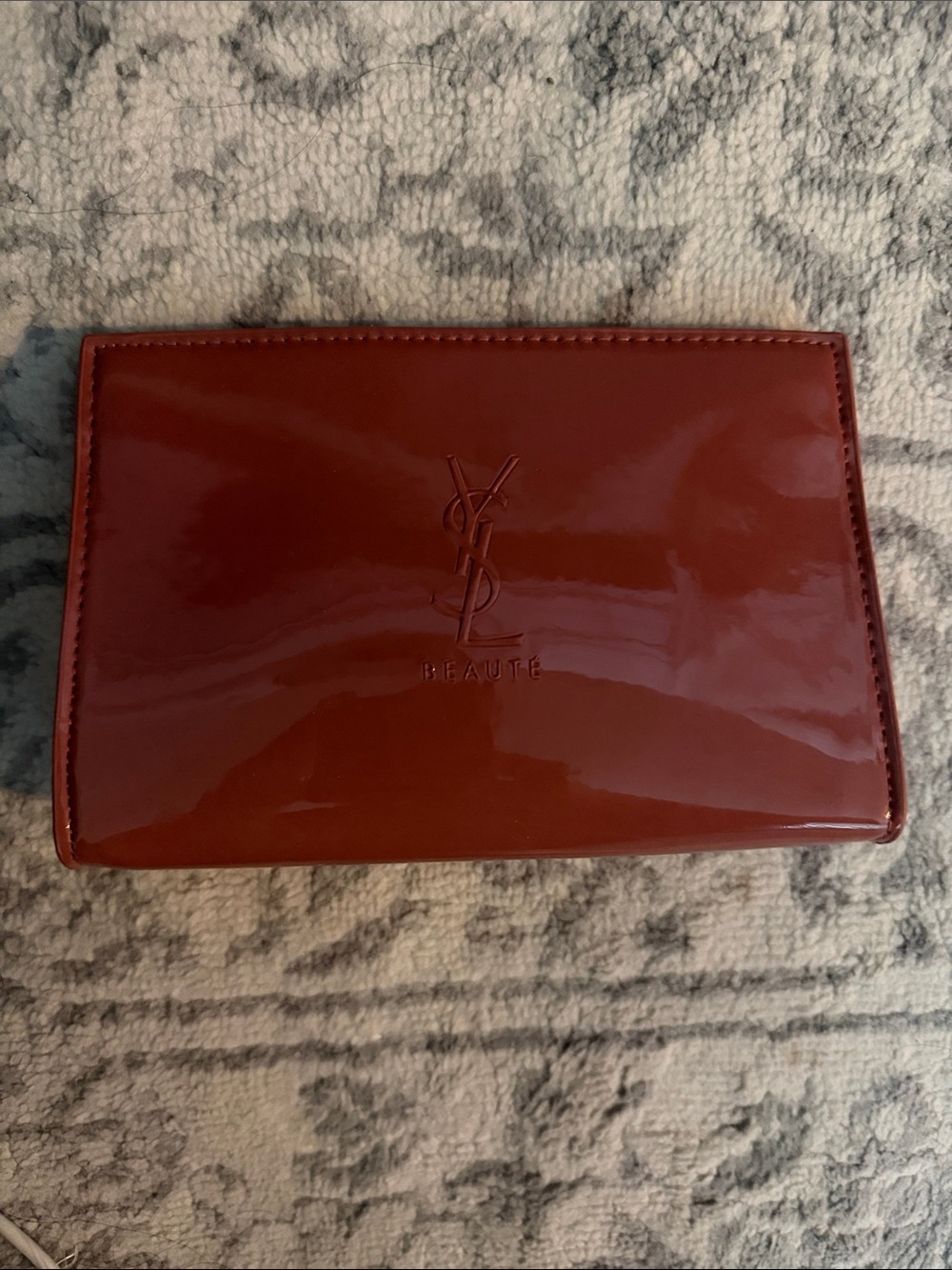 Yves Saint Laurent Glossy Red Patent Leather Men's Toiletry Pouch